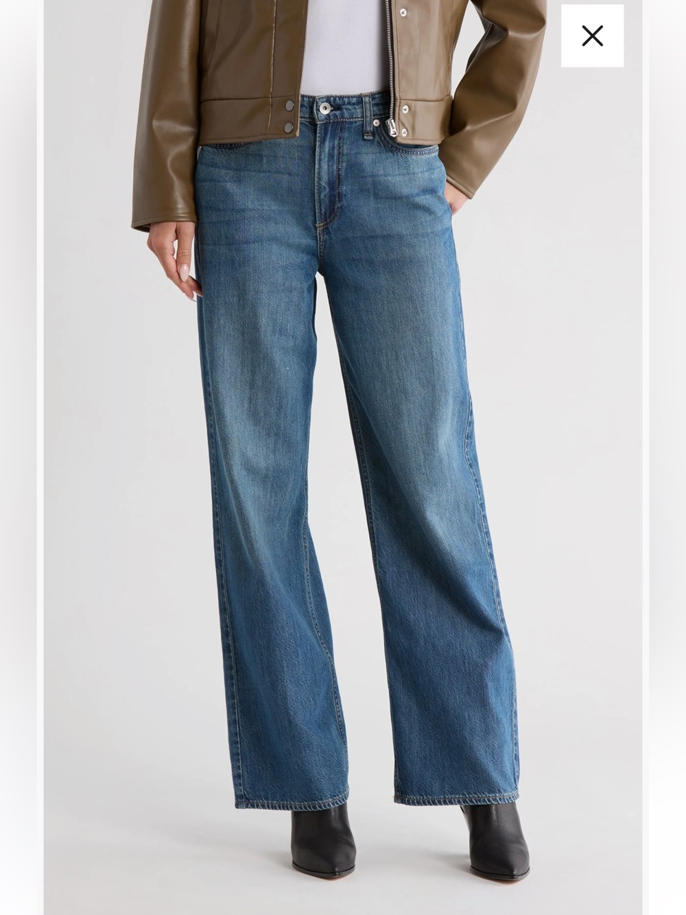 rag & bone women size 26 lori mid rise wide leg Jeans - Picture 1 of 10